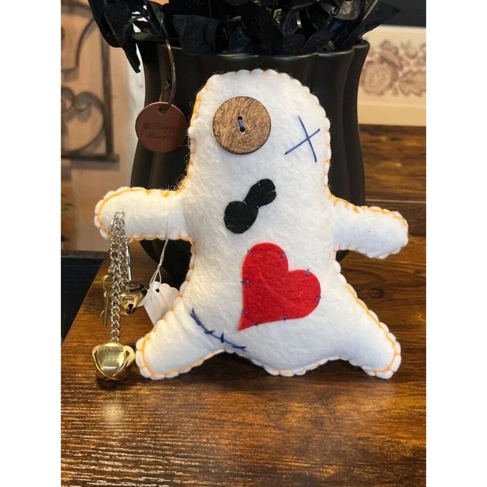 Handmade Ghost Poppet Self-Care Magic Doll with Bell Charm